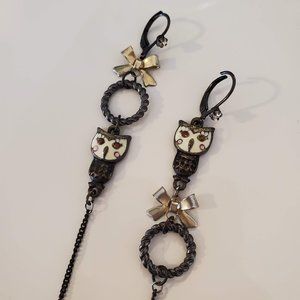 Betsey Johnson Owl Drop Earrings